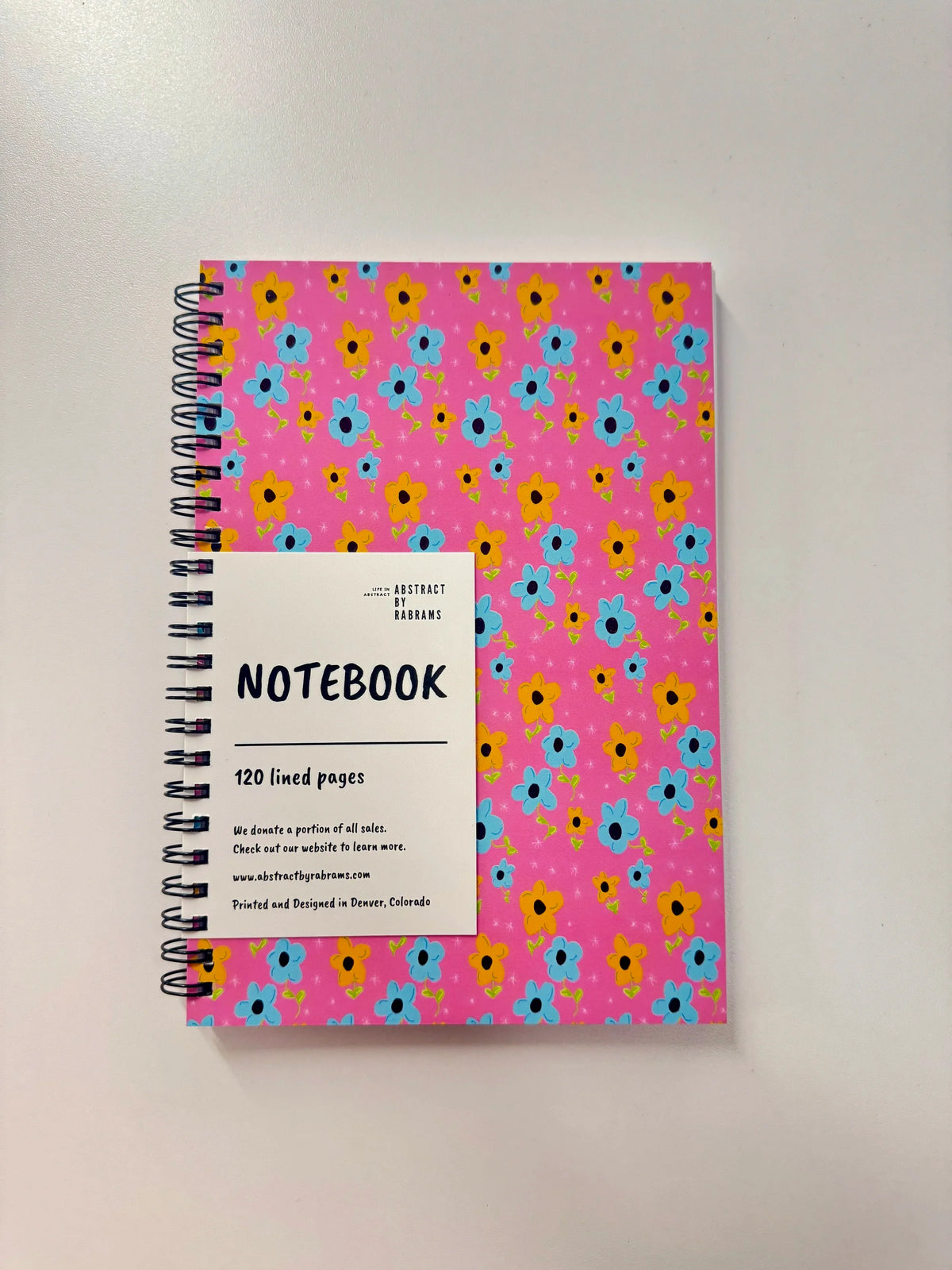 Pink, Yellow, Blue Floral Soft Touch Cover Spiral Journal -  5.5"x8"
