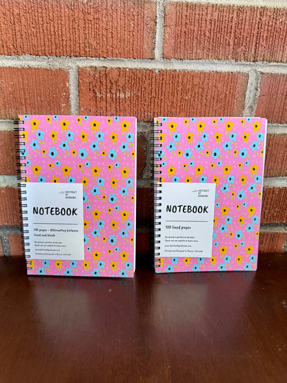 Pink, Yellow, Blue Floral Soft Touch Cover Spiral Journal -  5.5"x8"
