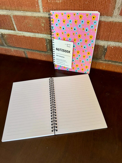 Pink, Yellow, Blue Floral Soft Touch Cover Spiral Journal -  5.5"x8"