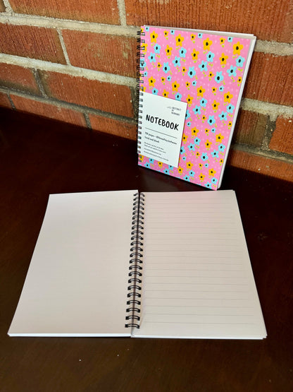 Pink, Yellow, Blue Floral Soft Touch Cover Spiral Journal -  5.5"x8"