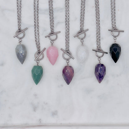 Silver Crystal Pendulum Necklace