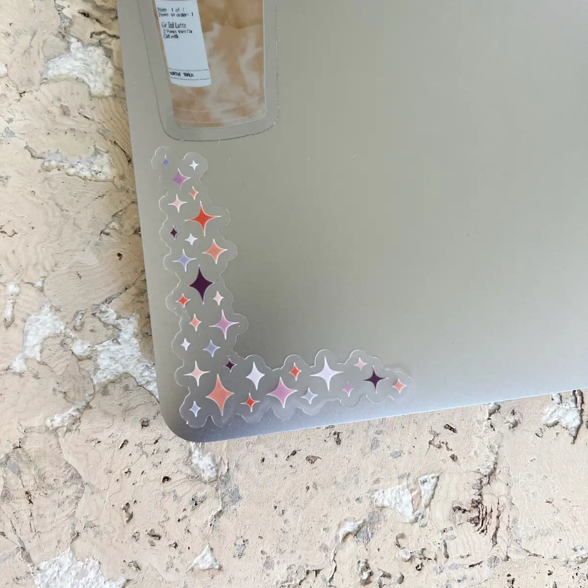 Purple, orange, &amp;amp; red sparkle corner sticker