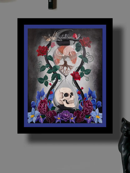 Memento Mori Skull Painting: Dark Floral Gothic Art Print
