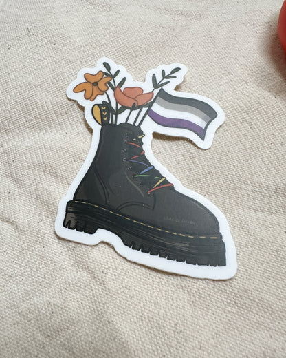Asexual Flag Combat Boot Bouquet Sticker (Matte)