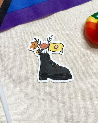 Intersex Flag Combat Boot Bouquet Sticker (Matte)