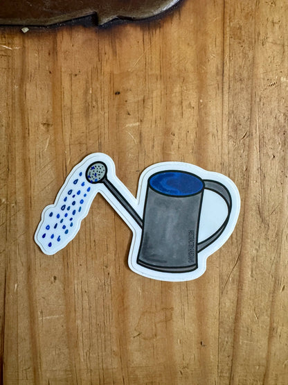 Hand Drawn Watering Can Sticker - 3"