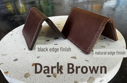Folding Leather Card Wallet with Two Pockets Holding Six Cards or More Plus Cash