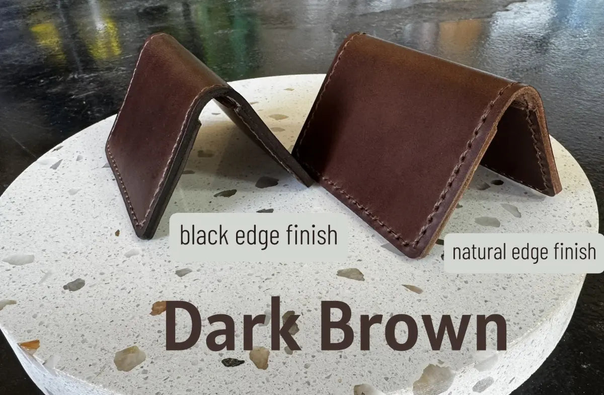 Handmade Folding Leather Card Wallet with Two Pockets Holding Six Cards or More plus Cash