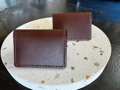 Folding Leather Card Wallet with Two Pockets Holding Six Cards or More Plus Cash