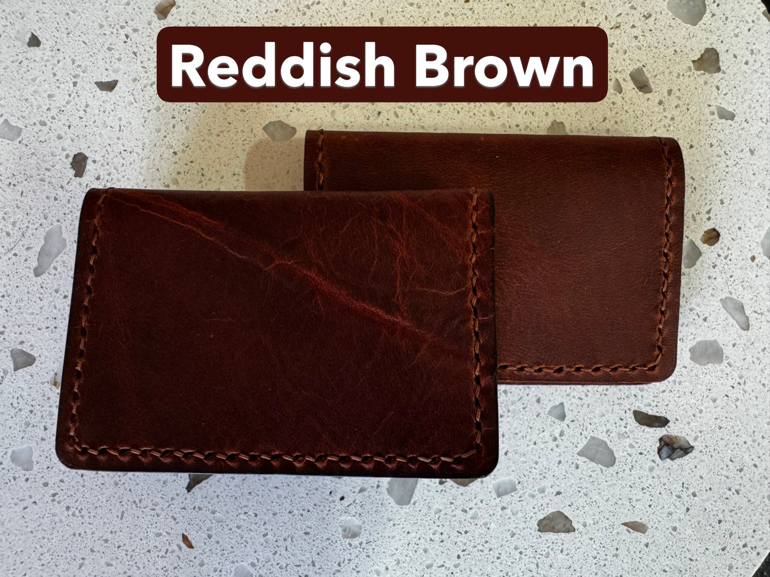 Folding Leather Card Wallet with Two Pockets Holding Six Cards or More Plus Cash