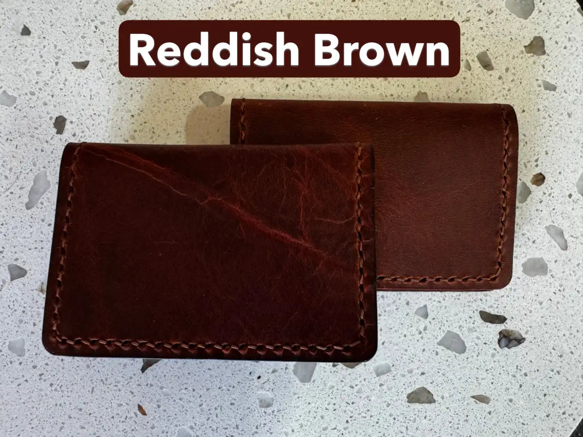 Handmade Folding Leather Card Wallet with Two Pockets Holding Six Cards or More plus Cash