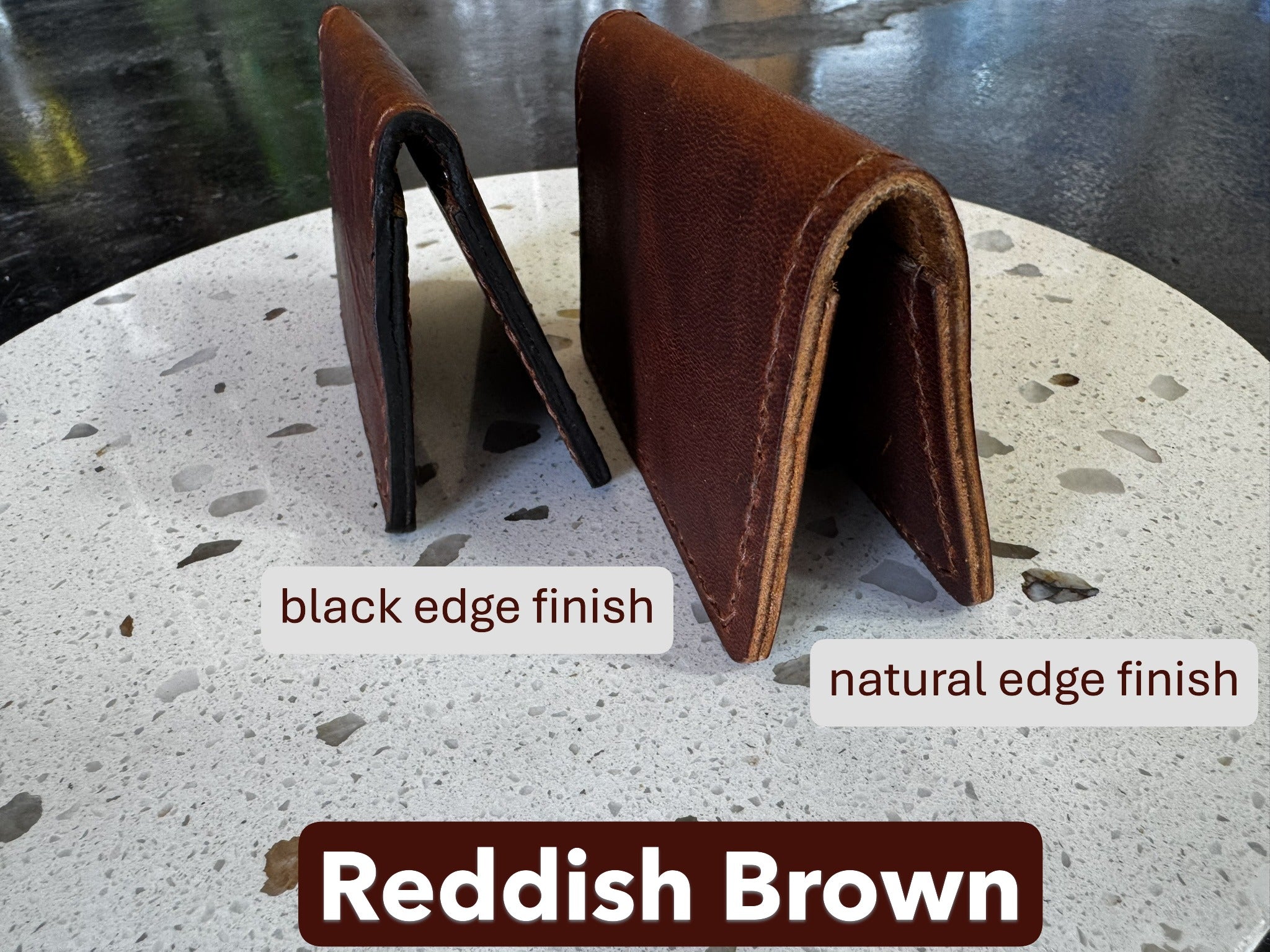 Folding Leather Card Wallet with Two Pockets Holding Six Cards or More Plus Cash