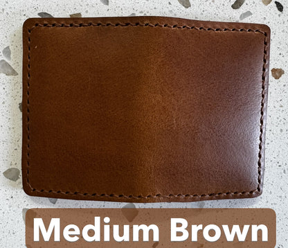 Folding Leather Card Wallet with Two Pockets Holding Six Cards or More Plus Cash