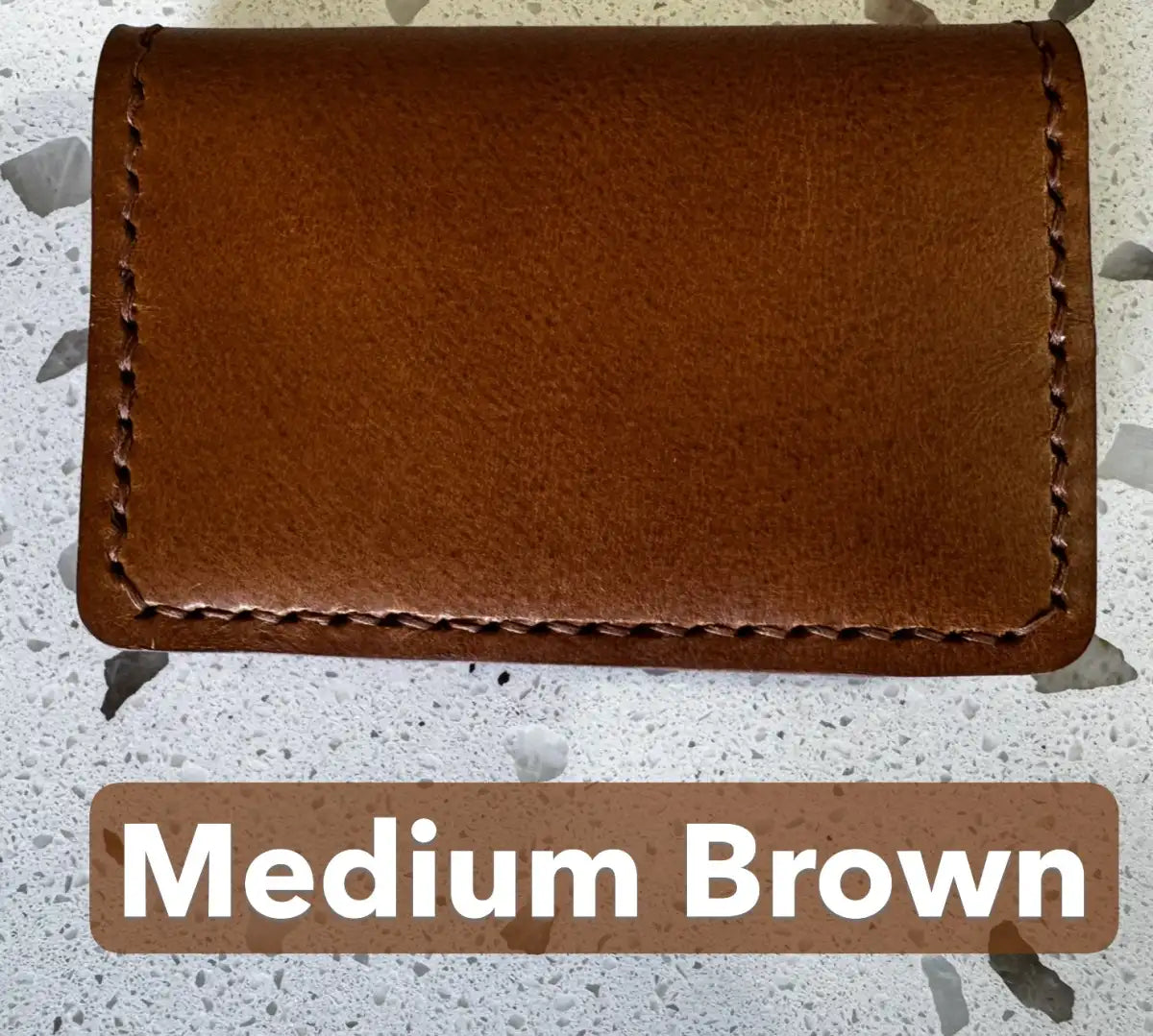 Handmade Folding Leather Card Wallet with Two Pockets Holding Six Cards or More plus Cash