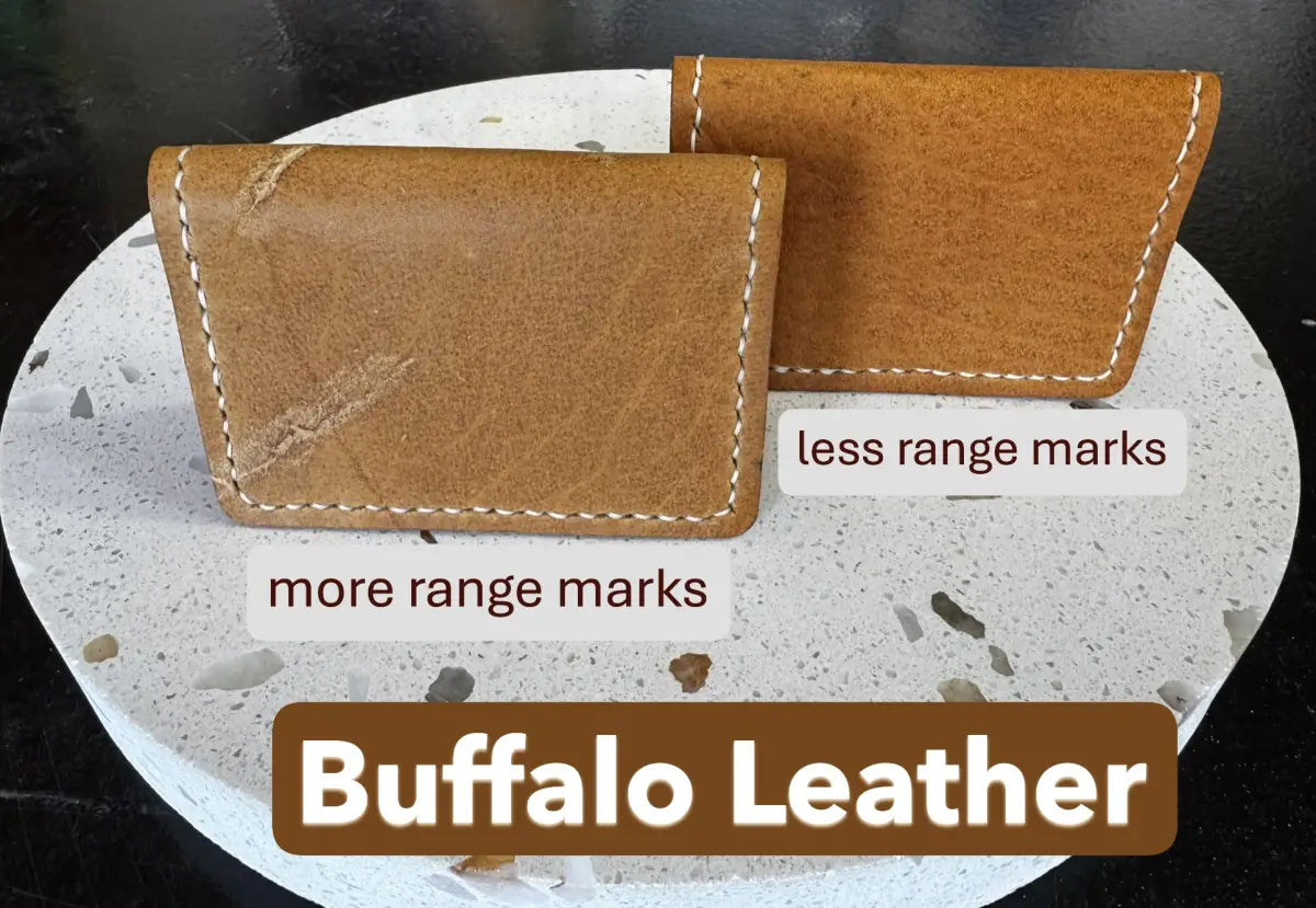 Handmade Folding Leather Card Wallet with Two Pockets Holding Six Cards or More plus Cash