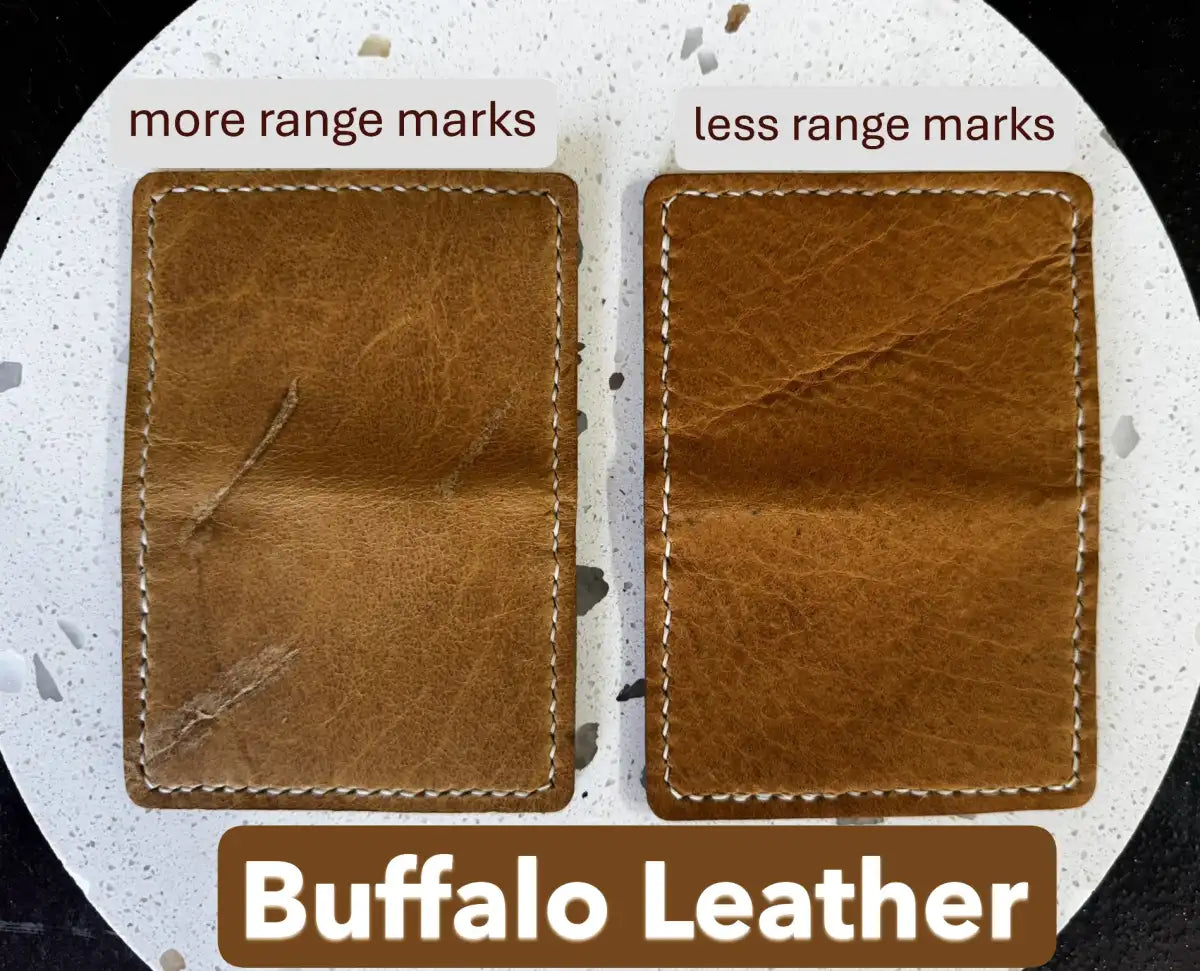 Handmade Folding Leather Card Wallet with Two Pockets Holding Six Cards or More plus Cash