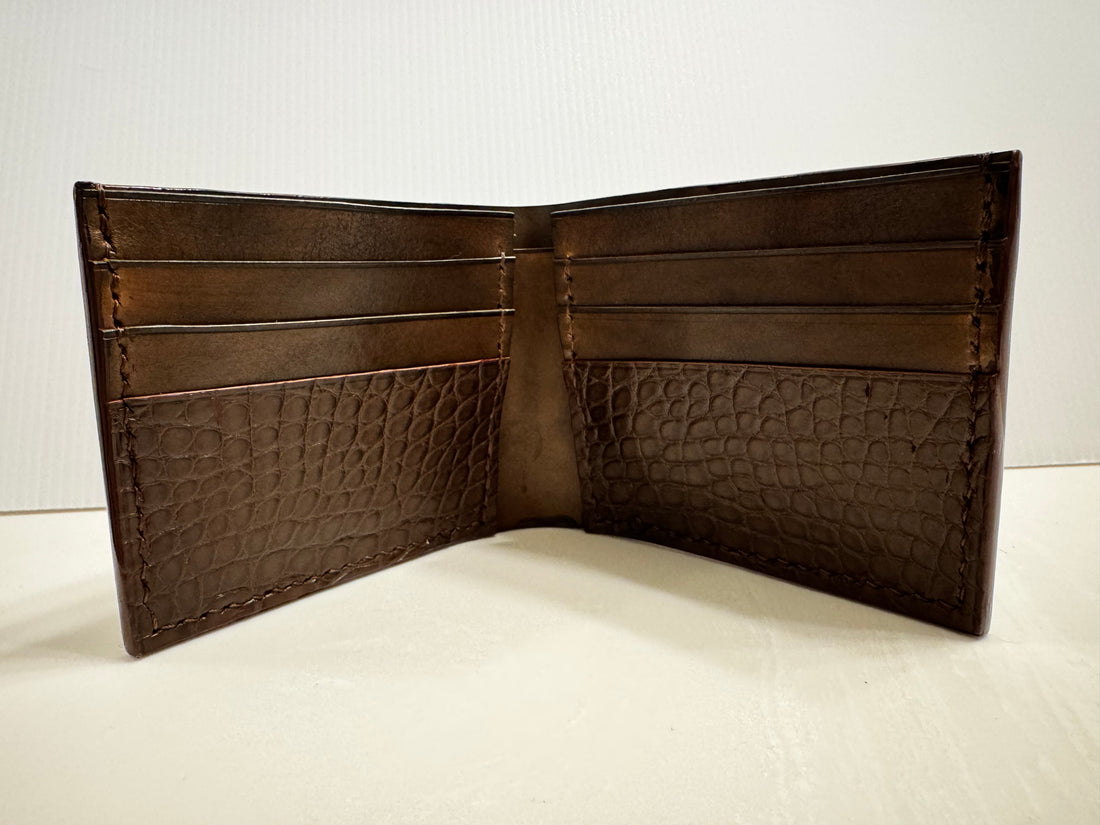 Alligator Bifold Wallet with Cowhide Lining