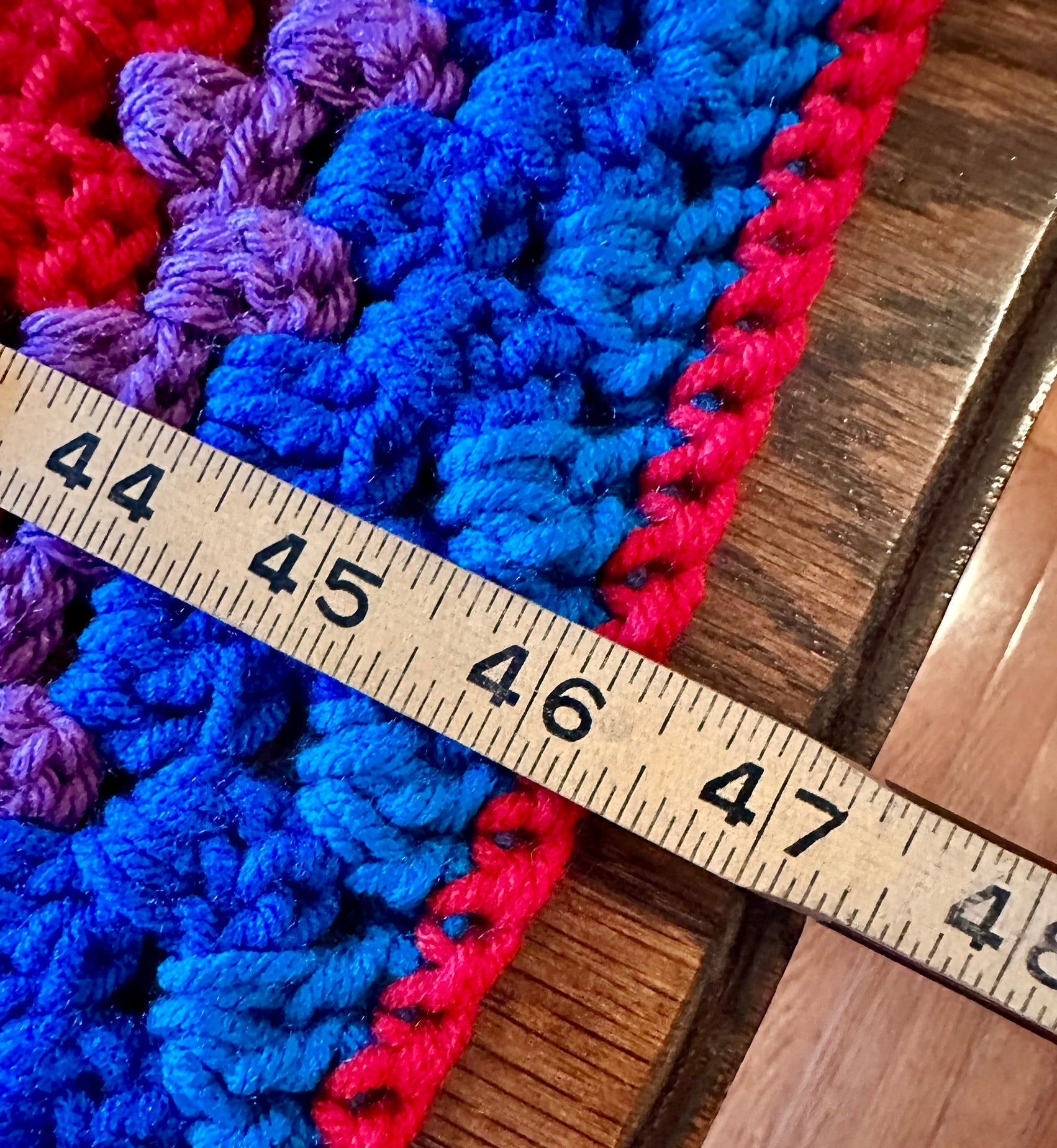 46x66 Handmade Lightweight Crocheted Afghan | Old World Dutch Traditional Handiwork - Big Rainbow Granny Squares | Free Shipping!