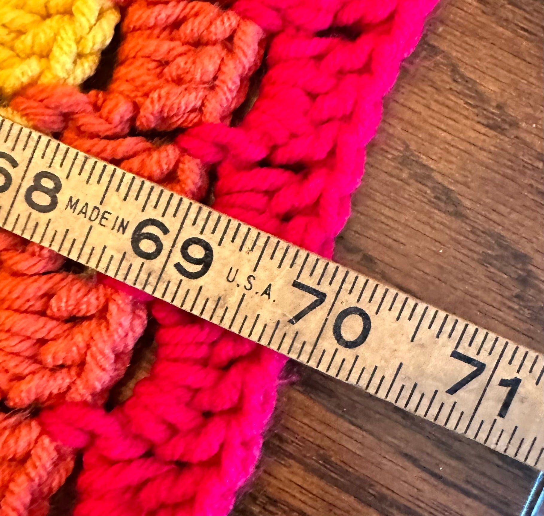 69x74 Handmade Med. Weight Crocheted Afghan | Old World Dutch Traditional Handiwork - Rainbow Granny Squares | Free Shipping!