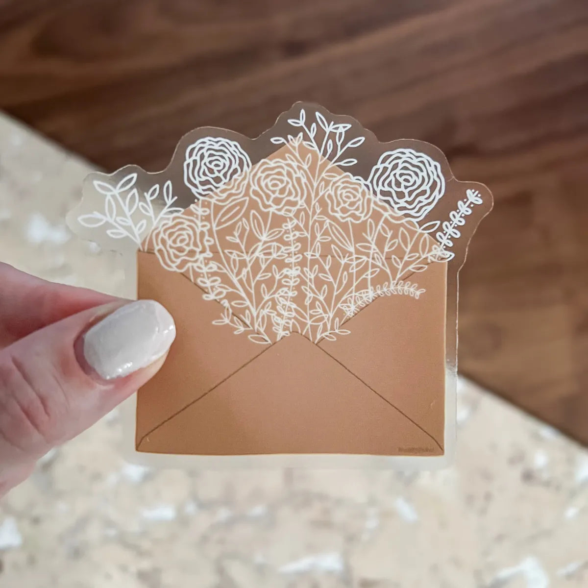 White botanical linework envelope sticker