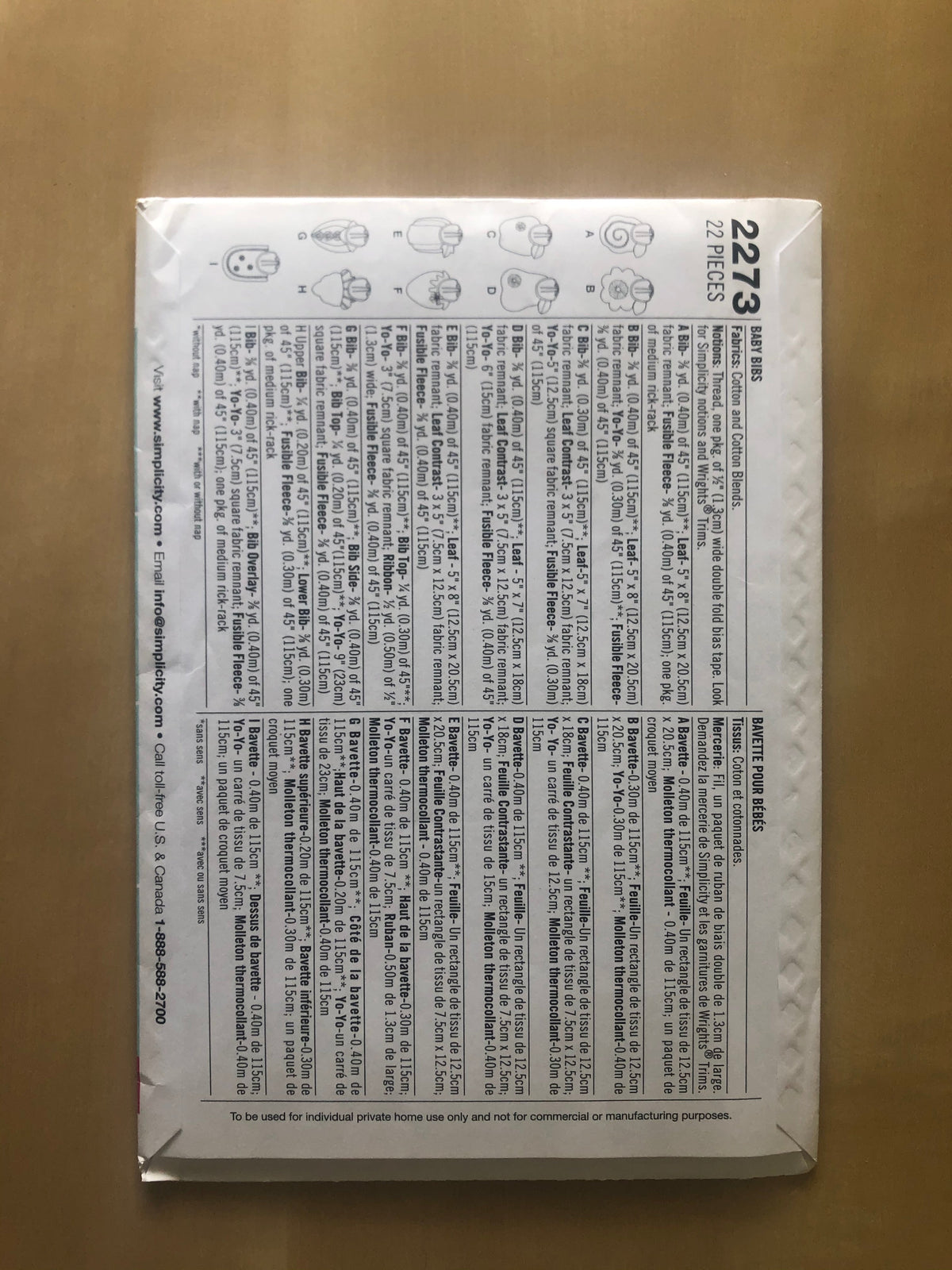 Simplicity Pattern 2273