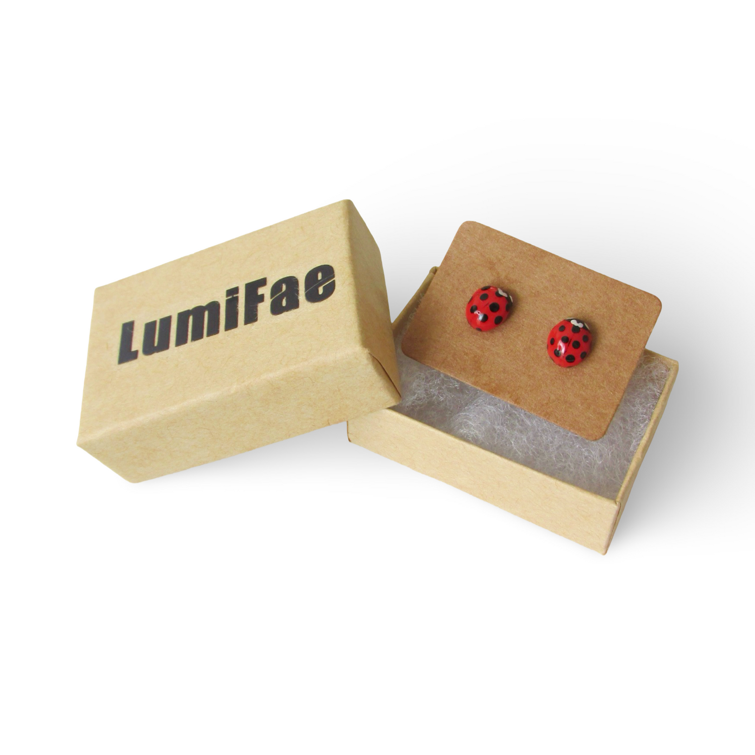 Realistic Ladybug Earrings: Hypoallergenic Studs, Polymer Clay, Handmade - LumiFae