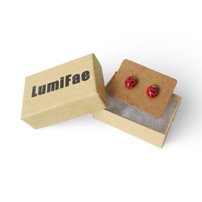 Realistic Ladybug Earrings: Hypoallergenic Studs, Polymer Clay, Handmade - LumiFae
