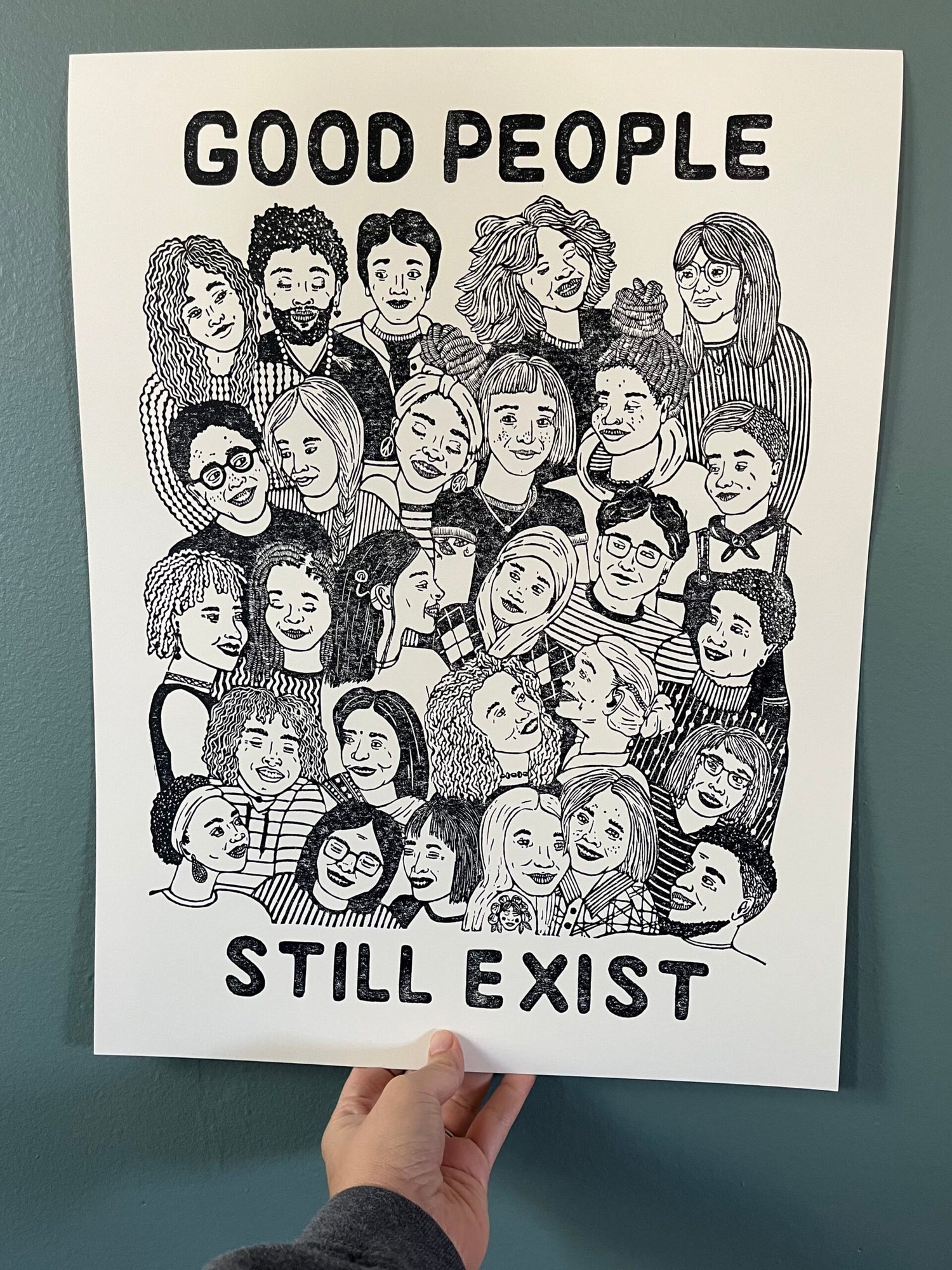 “look for the helpers” limited edition linocut print