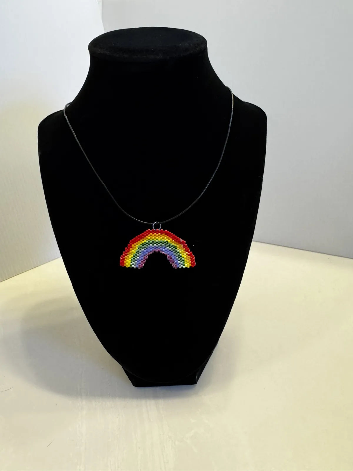 Rainbow Pendant Necklace Handmade from Myuki Delica Size 11/0 Beads