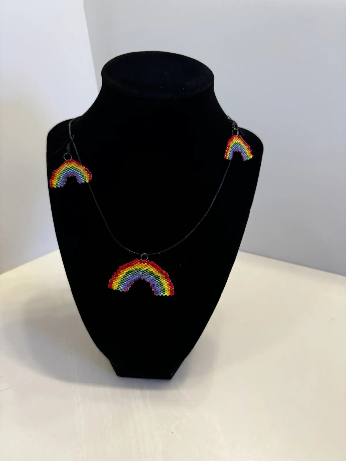 Rainbow Pendant Necklace Handmade from Myuki Delica Size 11/0 Beads