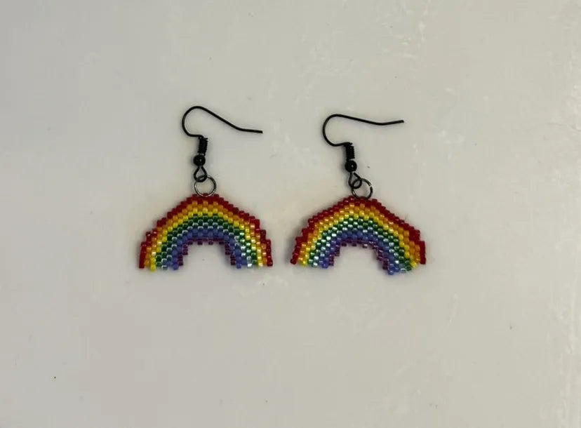 Rainbow Earrings Hand Beaded from Size 11 Myuki Delica Beads