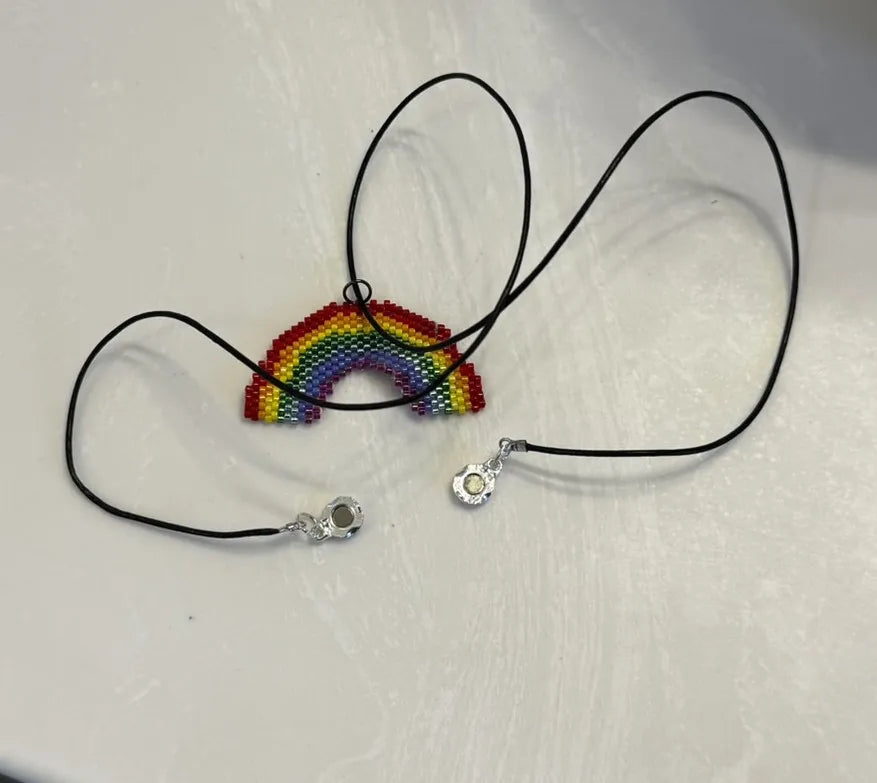 Rainbow Pendant Necklace Handmade from Myuki Delica Size 11/0 Beads
