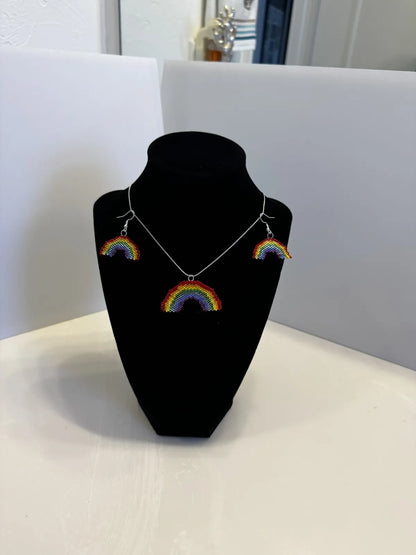 Rainbow Earrings Hand Beaded from Size 11 Myuki Delica Beads