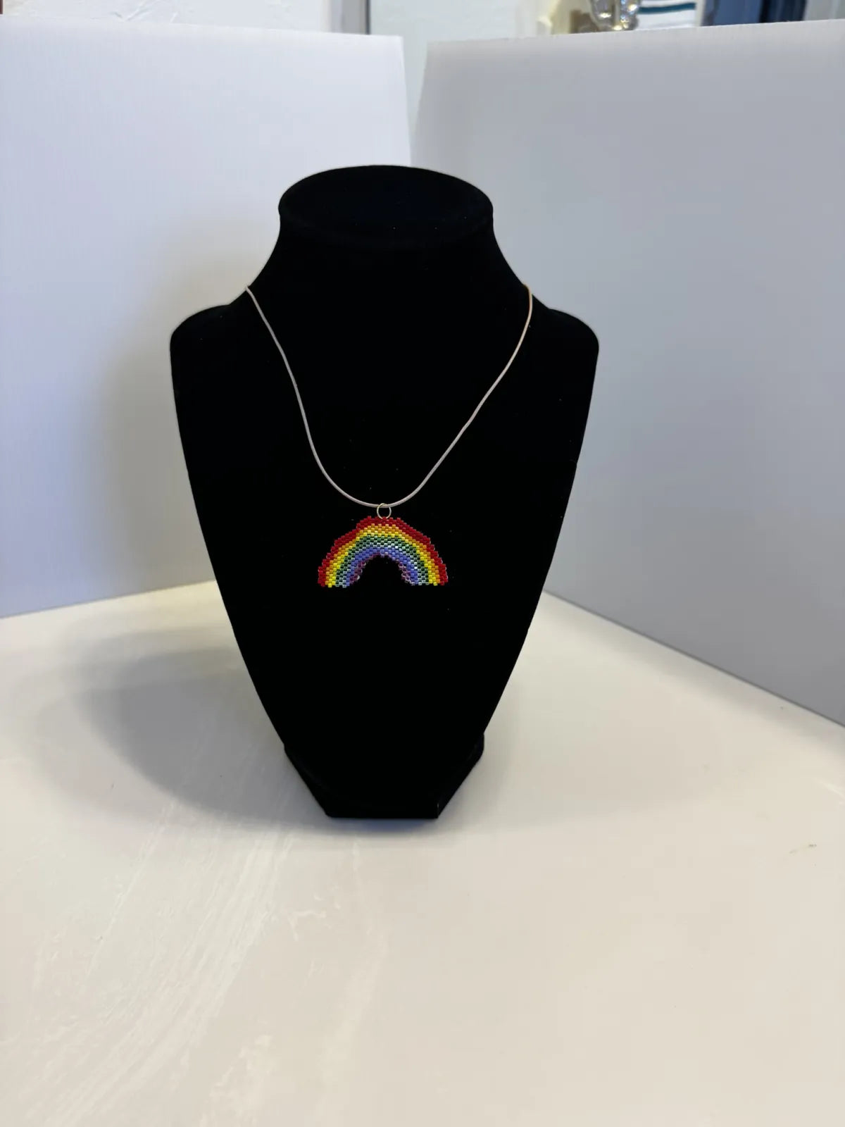 Rainbow Pendant Necklace Handmade from Myuki Delica Size 11/0 Beads