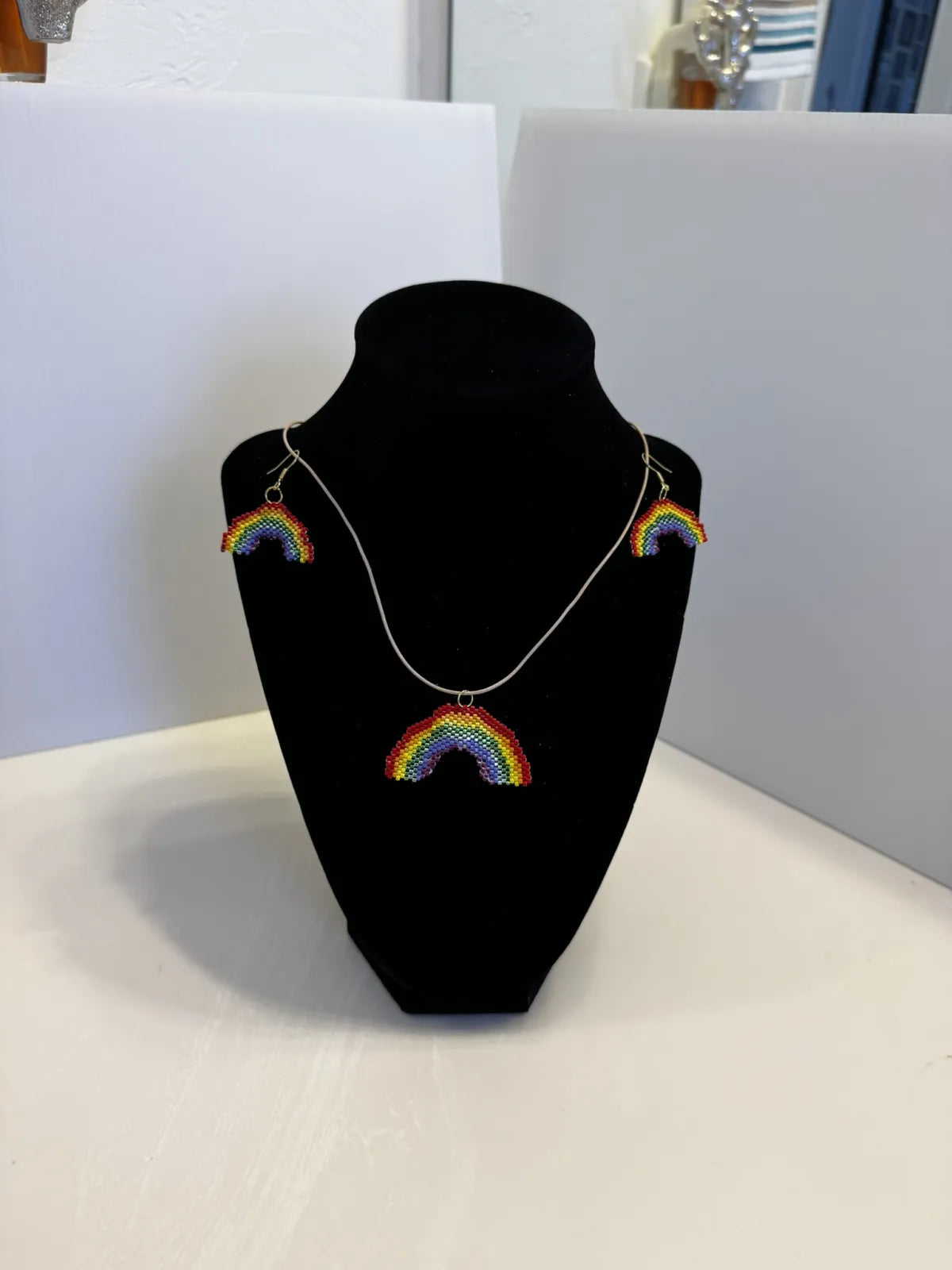Rainbow Pendant Necklace Handmade from Myuki Delica Size 11/0 Beads
