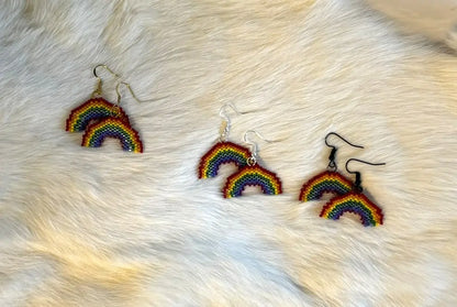 Rainbow Earrings Hand Beaded from Size 11 Myuki Delica Beads