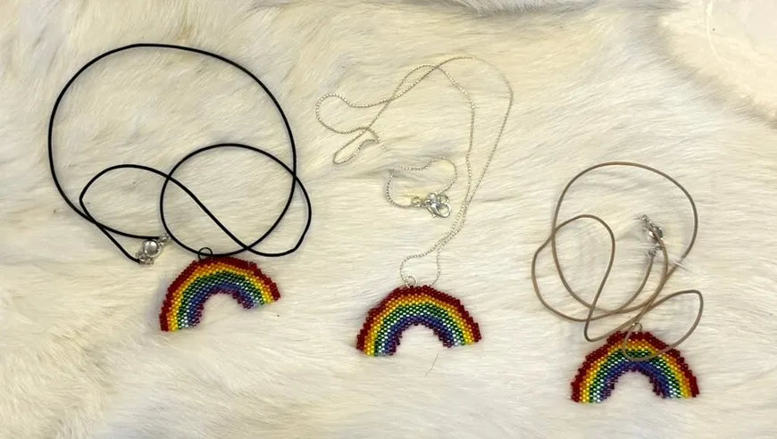 Rainbow Pendant Necklace Handmade from Myuki Delica Size 11/0 Beads