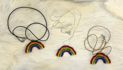 Rainbow Pendant Necklace Handmade from Myuki Delica Size 11/0 Beads
