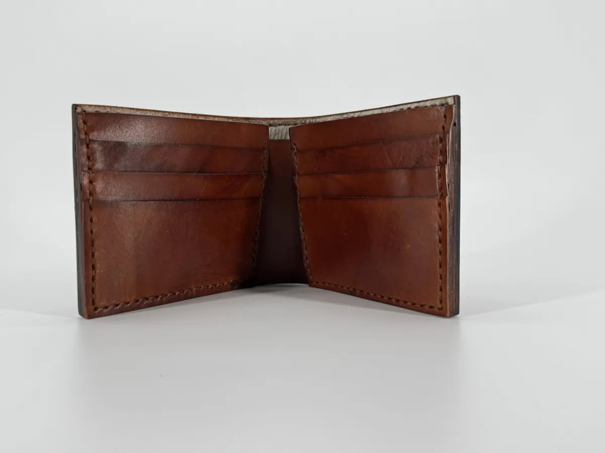 Hand Tooled Leather Bifold Wallet with RFID Blocking Liner