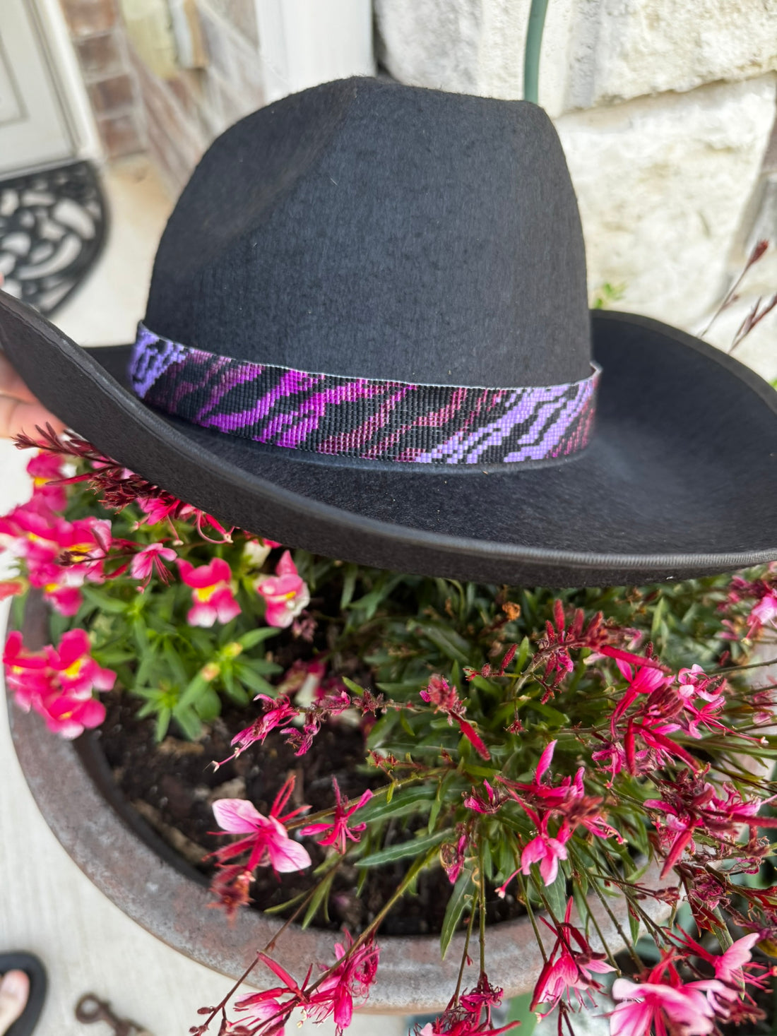 Pink and Purple Zebra Beaded Hatband