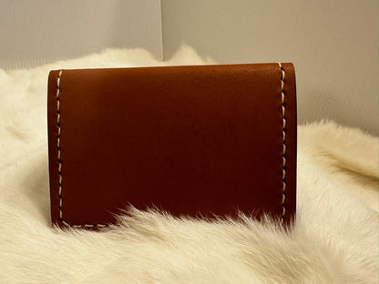 Folding Leather Card Wallet with Two Pockets Holding Six Cards or More Plus Cash