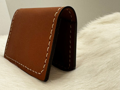 Folding Leather Card Wallet with Two Pockets Holding Six Cards or More Plus Cash