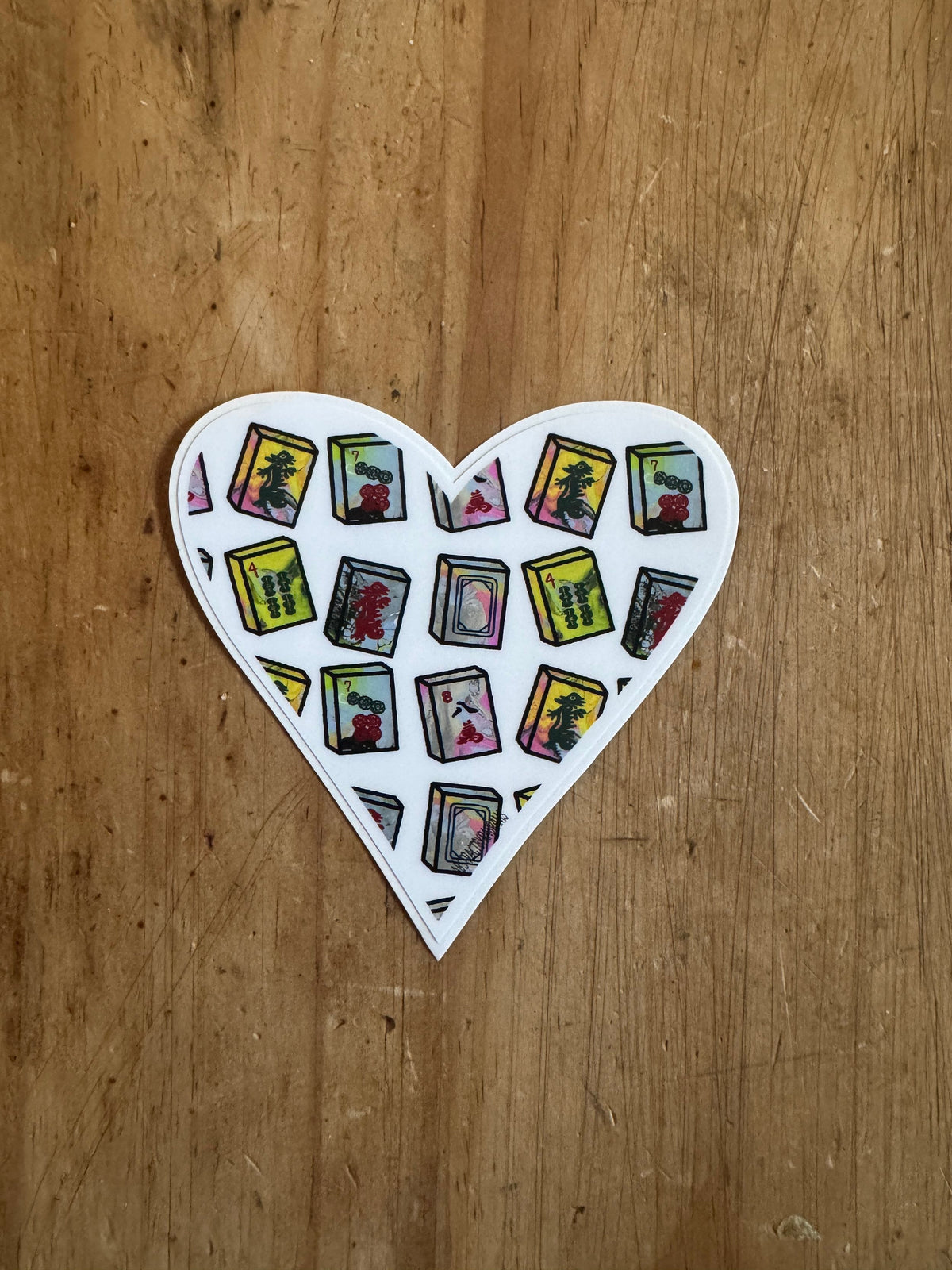 Mahjong Sticker - Heart Shaped with Mah Jong tiles