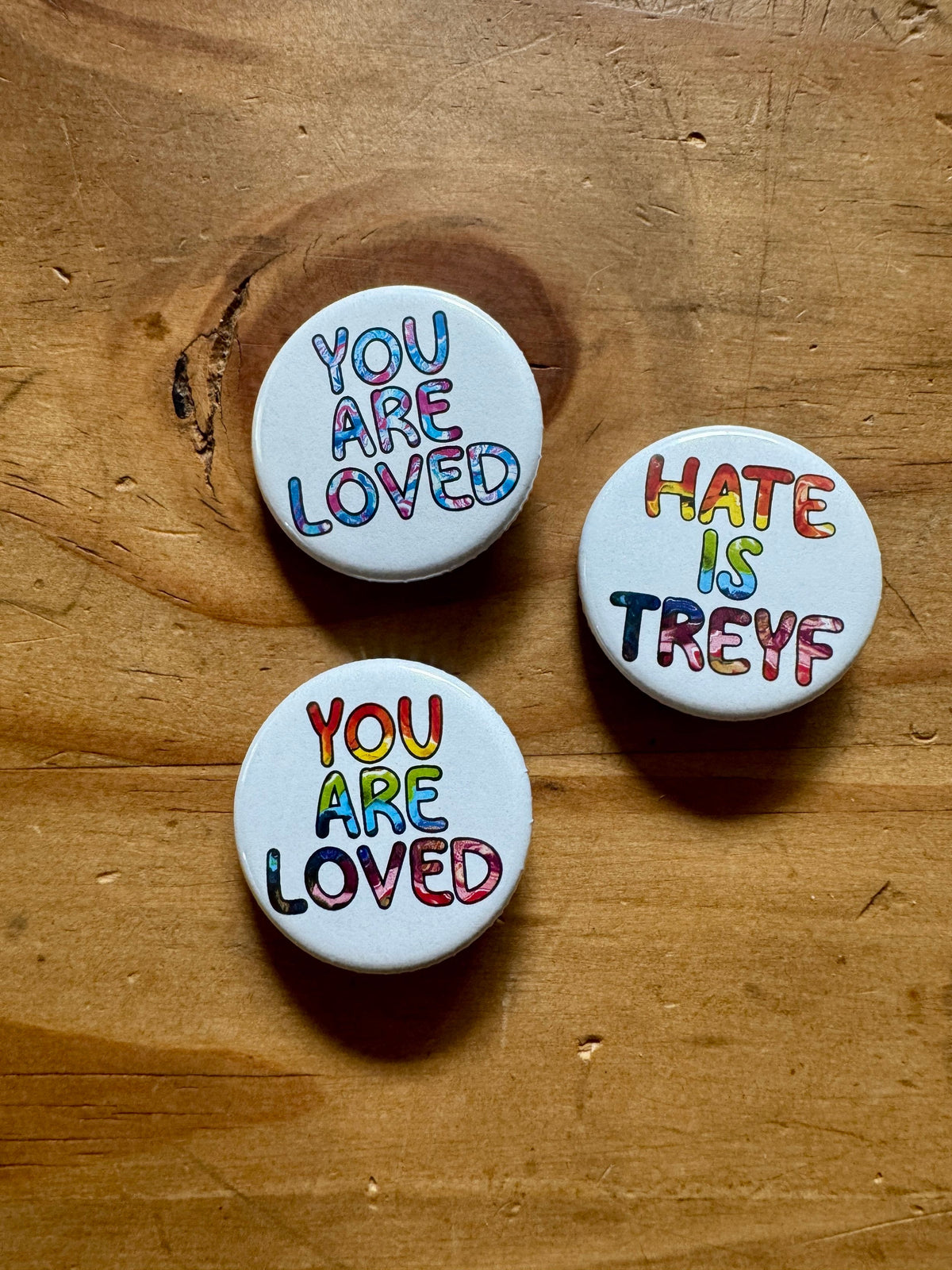 Rainbow Hate is Treyf 1.25" Button