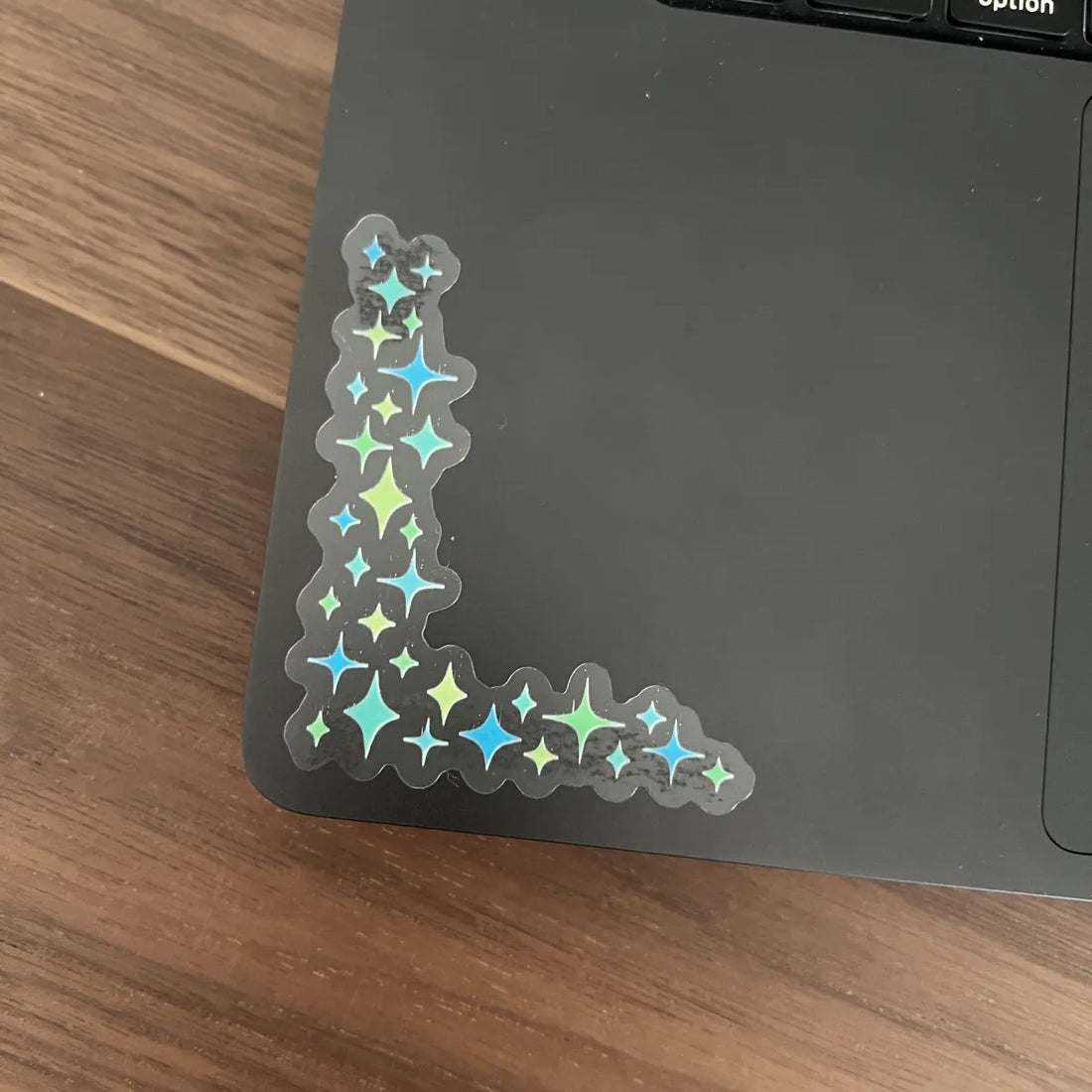 Blue &amp; green sparkle corner sticker