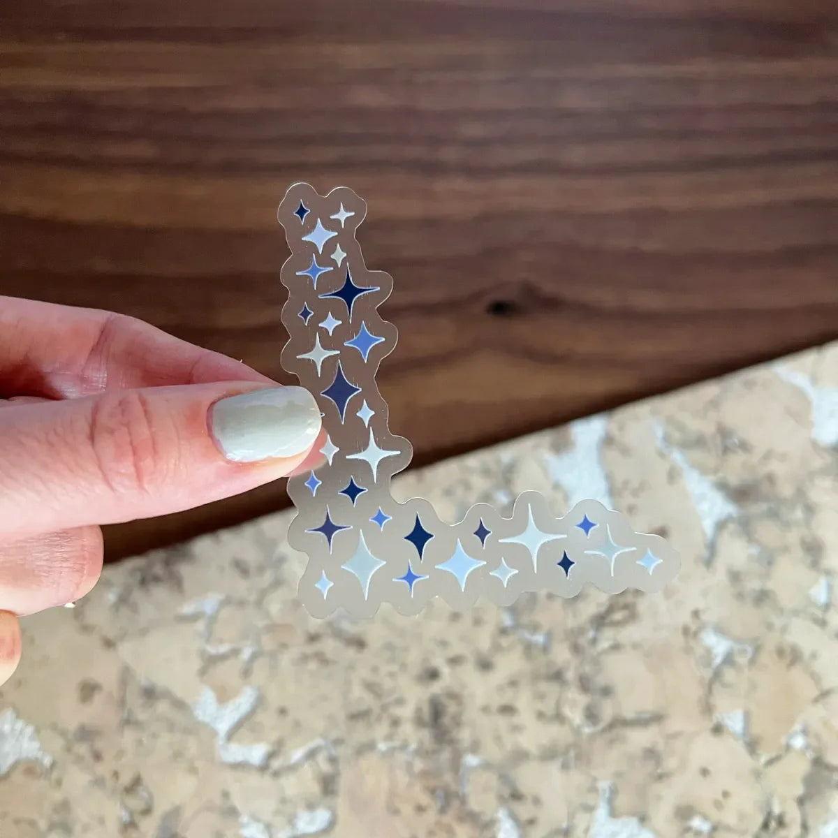 Blue sparkle corner sticker
