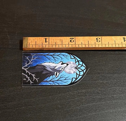 Howling Wolf Vinyl Sticker, Hand-Painted Gothic Dark Fantasy Animal Art, Matte Waterproof Decal