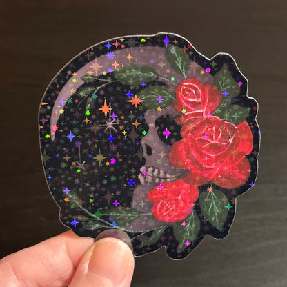 Skull Moon Vinyl Sticker: Original Hand-Painted Art