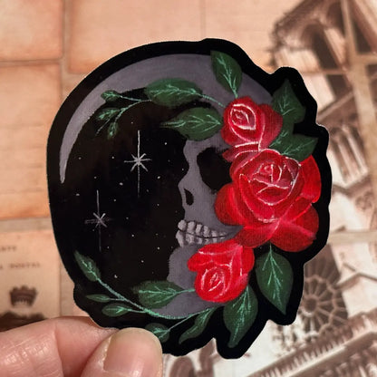 Skull Moon Vinyl Sticker: Original Hand-Painted Art