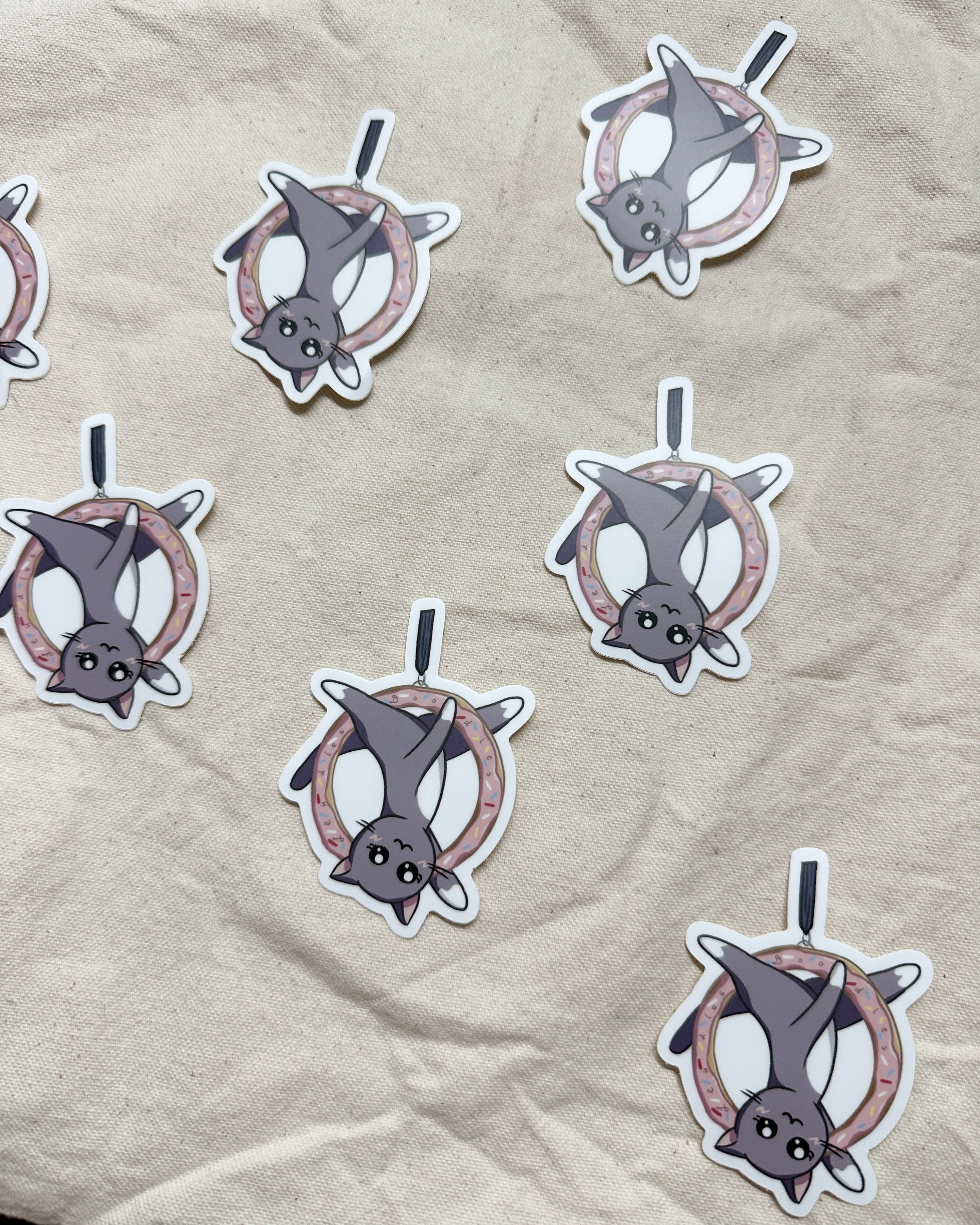 Cat on Donut Lyra Hoop Sticker (Matte)